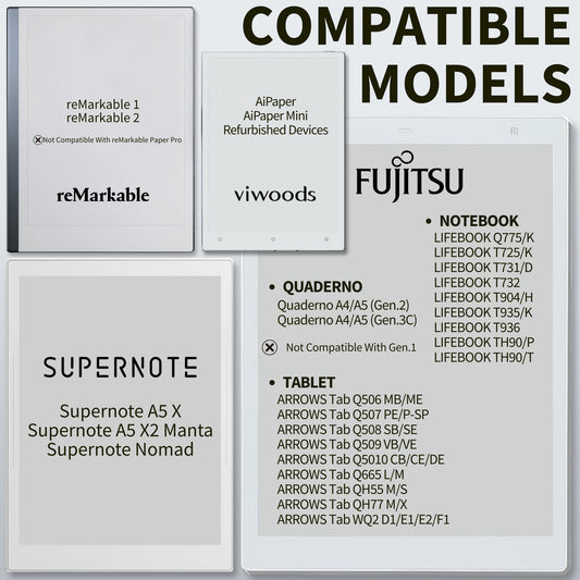 PL1B EMR Stylus Pen for Supernote, reMarkable 2, Quaderno - 4096 Pressure Sensitivity, Palm Rejection, Replaceable POM Nib (3 Bonus Nibs Included)