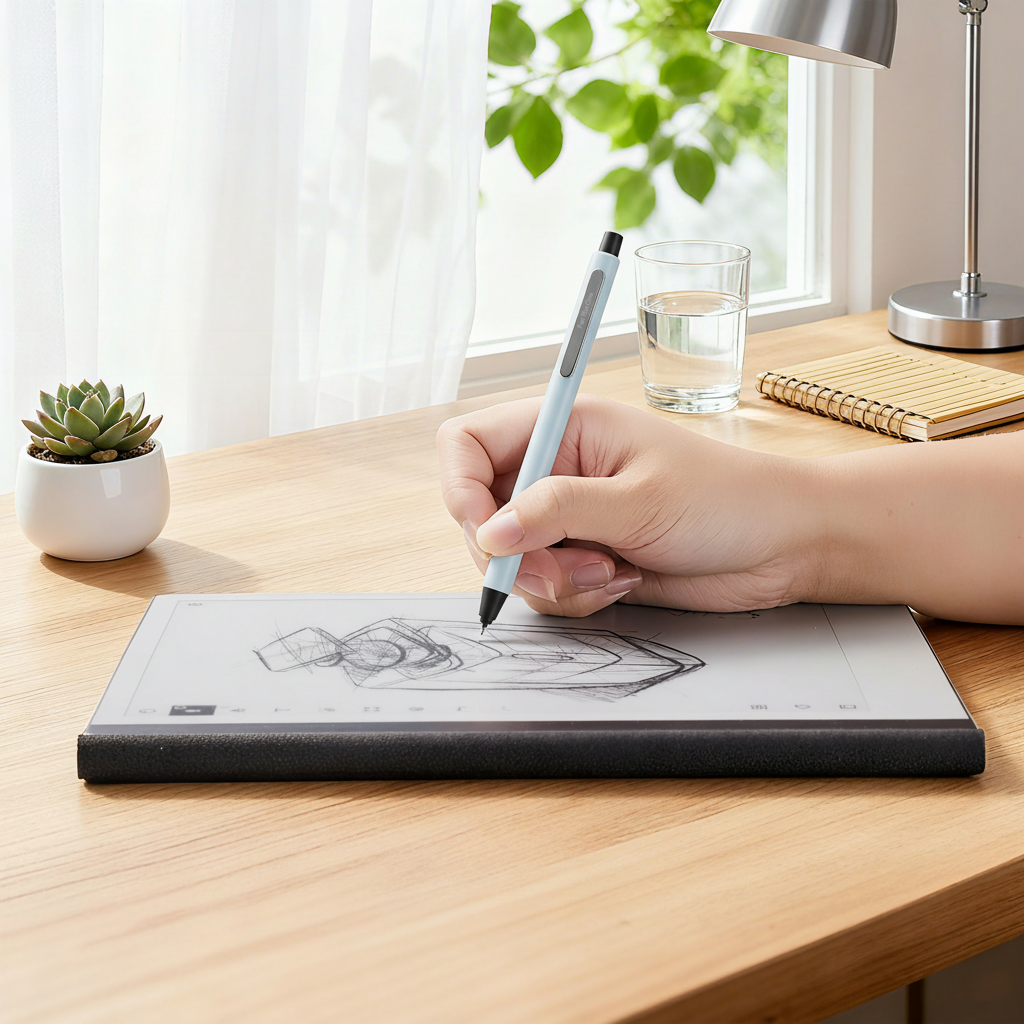 PL2 EMR Stylus Pen for Supernote, Remarkable 2, Quaderno - 4096 Pressure Sensitivity, Palm Rejection, Digital Eraser, Press-to-Extend Nib & Non-Removable Clip (5 Nib Caps Included)